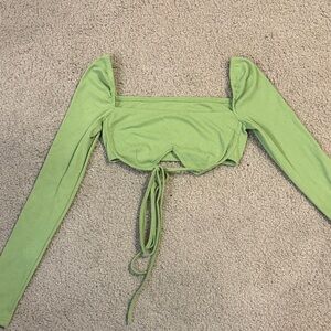 SHEIN Light Green Long Sleeve Crop Top